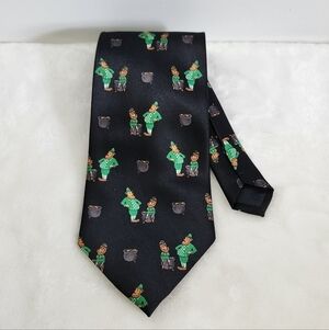 Romario Manzini Navy Blue St Patrick's Day Leprechaun Pot Of Gold Necktie Tie